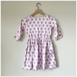 Look by Crewcuts Lavender Strawberry Print Long Sleeve Dress